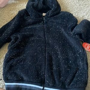 Girls Hoodie Black Jersey Fleece-Lined Fluffy Perfect For Winter